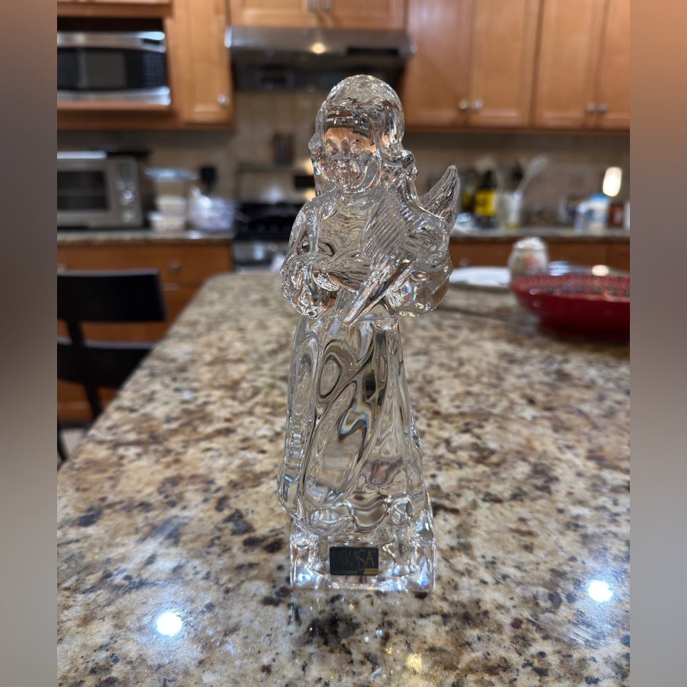 Mikasa Herald Collection Angel Playing Harp Beautiful Full Lead Crystal Germany